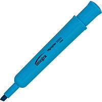 Integra Chisel Desk Liquid Highlighters Chisel Marker Point - Fluorescent Blue Ink - 1 Dozen (33323)