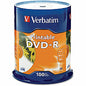 Verbatim DVD Recordable Media - DVD-R - 16x - 4.70 GB - 100 Pack - White 120mm - Printable (95153)
