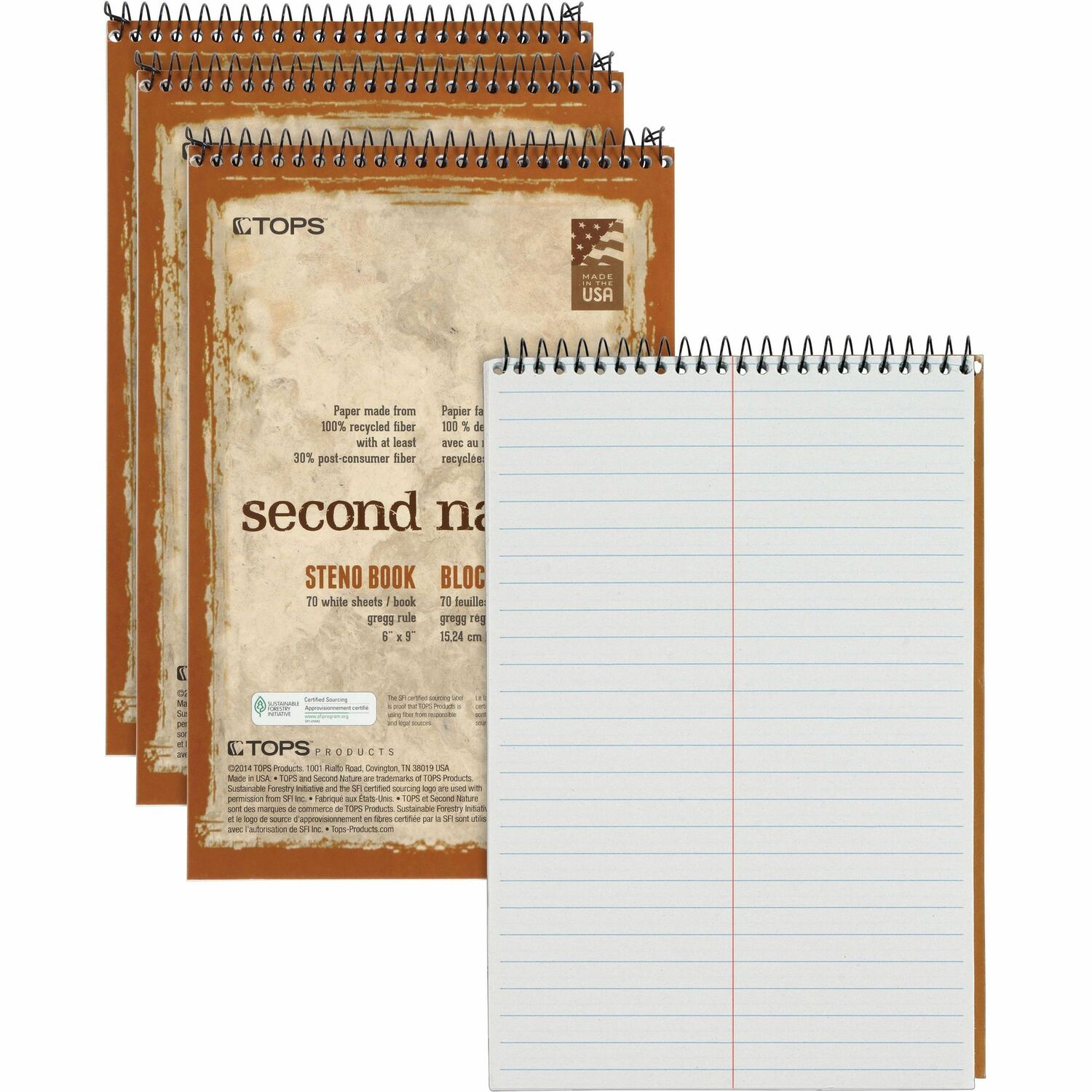 TOPS Second Nature Spiral Steno Notebook (74690)
