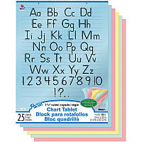 Pacon Colored Paper Chart Tablet 25 Sheets - 1.50" Ruled - 24" x 32" Sheet Size - 24" Height x 32" Width - Assorted Paper - Punched, Spiral Bound - 1 Each (74733)