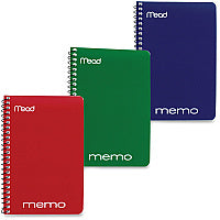 Mead Wirebound Memo Notebook 40 Sheets - Wire Bound - 4" x 6" Sheet Size - Assorted Paper - Tan Board Cover - 1 Each (45644)
