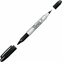 Sharpie Twin Tip Permanent Markers Extra Fine, Fine Marker Point - Black Ink - Alcohol Based - 1 Each (32201)