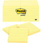 Post-it(R) Notes Original Lined Notepads 1200 - 3" Flag/Note Width x 3" Flag/Note Length - Square - 100 Sheets per Pad - Ruled - Yellow - Paper - Removable - 12 / Pack (630SS)