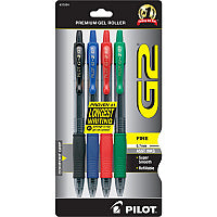 Pilot G2 Retractable Gel Ink Rollerball Pens 0.7 mm Fine Pen Point - Refillable - Retractable - Assorted Ink - Gel-based - 4 / Pack (31034)