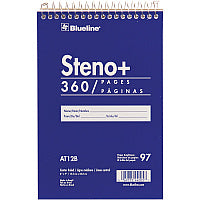 Blueline White Paper Wirebound Steno Pad 350 Sheets - Wire Bound - Front Ruling Surface - 6" x 9" Sheet Size - White Paper - Cardboard Cover - Stiff-cover - 1 Each (AT12B)
