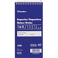 Blueline Reporter Notebook 160 Sheets - Spiral - 4" x 8" Sheet Size - White Cover - 1 Each (AT8B)