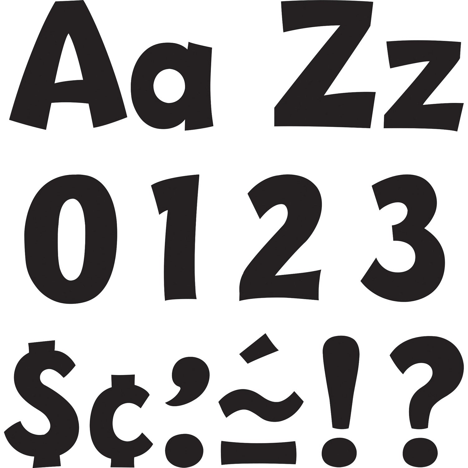 Trend 4" Ready Letter Playful Combo Pack 83 x Lowercase Letters, 59 x Capital Letter, 36 x Punctuation Marks, 18 x Spanish Accent Mark Shape - Pin-up - Pin Style - Pre-punched - 4" Height x 8" Length - Black - 216 / Pack (79741)