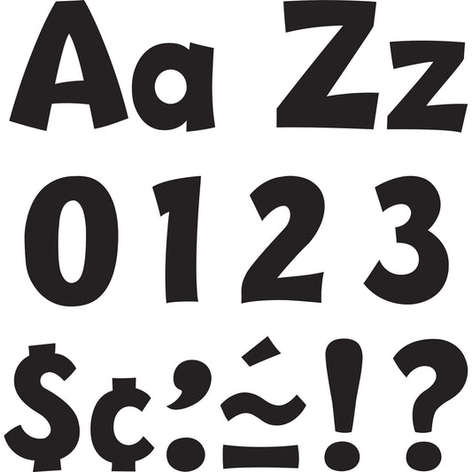 Trend 4" Ready Letter Playful Combo Pack 83 x Lowercase Letters, 59 x Capital Letter, 36 x Punctuation Marks, 18 x Spanish Accent Mark Shape - Pin-up - Pin Style - Pre-punched - 4" Height x 8" Length - Black - 216 / Pack (79741)