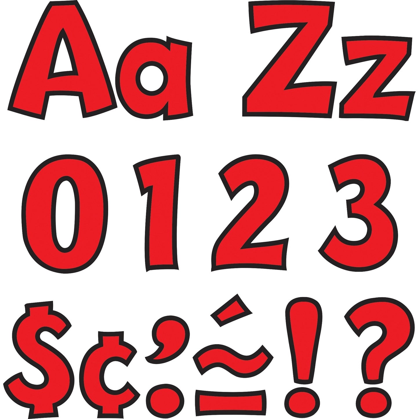 Trend 4" Ready Letter Playful Combo Pack 83 x Lowercase Letters, 59 x Capital Letter, 36 x Punctuation Marks, 18 x Spanish Accent Mark Shape - Pin-up - Pin Style - Pre-punched - 4" Height x 9" Length - Red - 216 / Pack (79742)