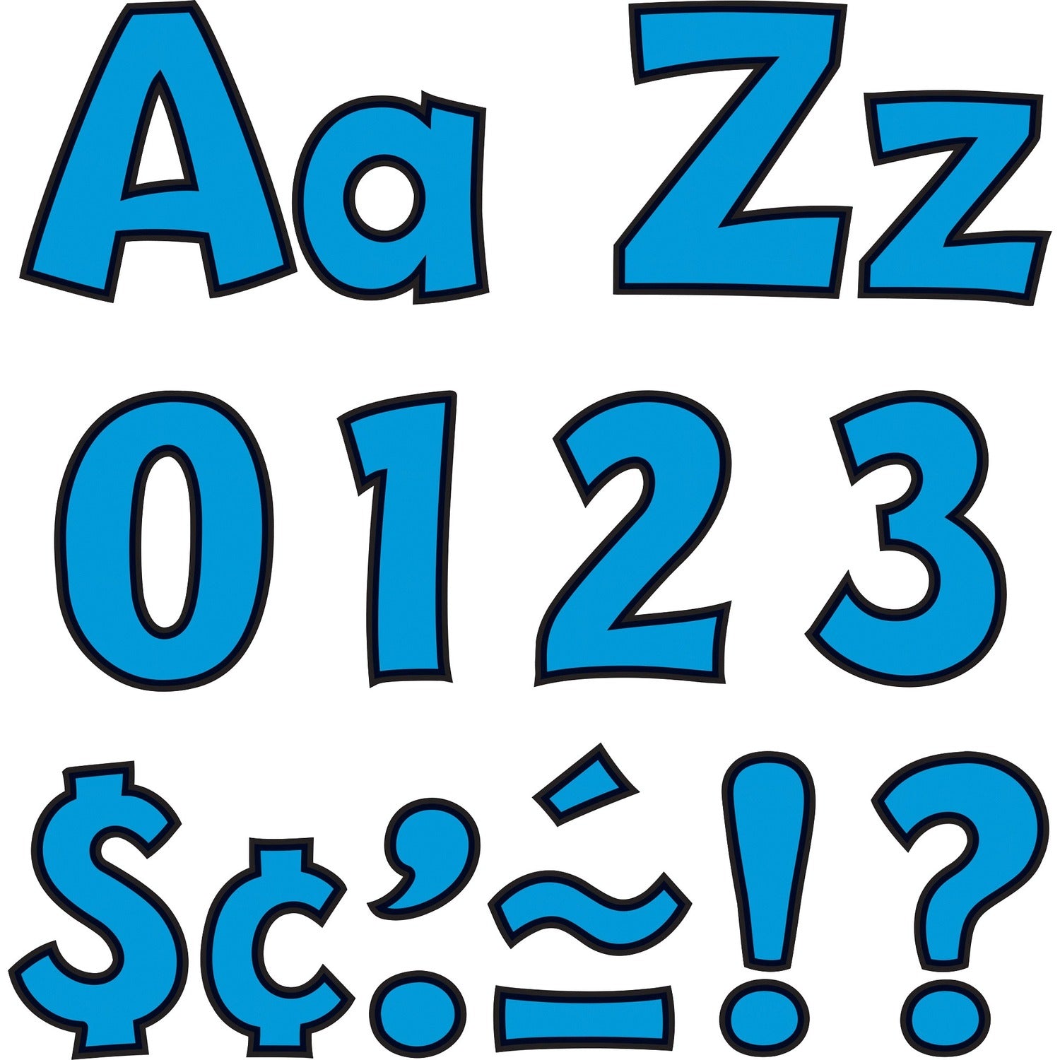 Trend 4" Ready Letter Playful Combo Pack 83 x Lowercase Letters, 59 x Capital Letter, 36 x Punctuation Marks, 18 x Spanish Accent Mark Shape - Pin-up - Pin Style - Pre-punched - 4" Height x 8" Length - Blue - 216 / Pack (79744)