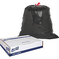 Genuine Joe Flexible Drawstring Trash Can Liners Medium Size - 30 gal Capacity - 32" Length x 30" Width x 1.05 mil (27 Micron) Thickness - Low Density - Drawstring Closure - Black - Resin - 42/Box - 1 / Carton (GJO01230)