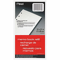 Mead Memo Book Refill Pages 80 Sheets - 3 3/4" x 6 3/4" Sheet Size - White Paper - Assorted Cover - 1 Each (46534)