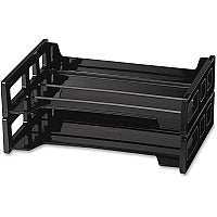 Officemate Side-Loading Desk Trays, 2PK 2.75" Height x 13.18" Width x 9" Depth - Desktop - Stackable, Durable - Black - Plastic - 2 / Pack (21022)