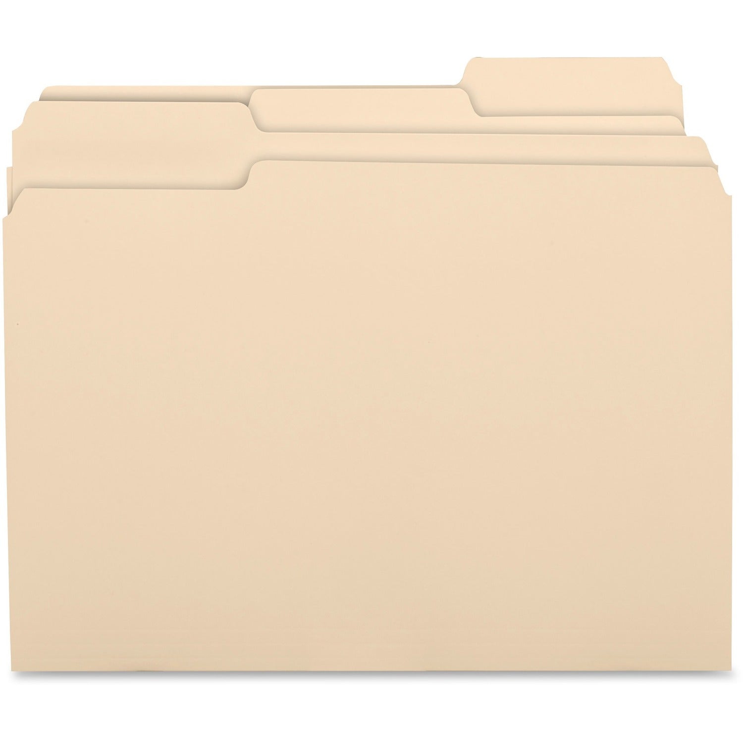 Business Source 1/3 Tab Cut Letter Recycled Top Tab File Folder 8 1/2" x 11" - 3/4" Expansion - Top Tab Location - Assorted Tab Position - 11 pt. - 1 Plys - Manila - Tab - 10% Recycled - 100 / Box (BSN17525)