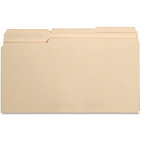 Business Source 1/3 Tab Cut Legal Recycled Top Tab File Folder 8 1/2" x 14" - 3/4" Expansion - Top Tab Location - Assorted Tab Position - 1 Plys - Manila - Manila - Tab - 10% Recycled - 100 / Box (BSN17526)