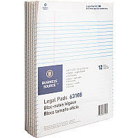 Business Source Micro-Perforated Legal Ruled Pads 50 Sheets - 0.34" Ruled - 16 lb Basis Weight - 8 1/2" x 11 3/4" Sheet Size - White Paper - Micro Perforated, Easy Tear, Sturdy Back - 1 Dozen (BSN63108)