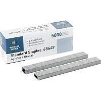 Business Source Standard Staples 1/4" Leg - 1/2" Crown - Holds 30 Sheet(s) - Chisel Point - Silver - 210 Per Strip - 5000 / Box (BSN65649)