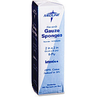 Medline Nonsterile Woven Gauze Sponges 8 Ply - 2" Width x 2" Length - White - 200 / Box (NON25208)