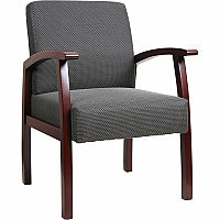 Lorell Thickly Padded Guest Chair Mahogany Frame Color - Four-legged Base - Charcoal - 1 Each (LLR68551)