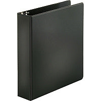 Business Source Basic Round-ring Binder 2" Binder Capacity - Letter - 8 1/2" x 11" Sheet Size - 3 Ring(s) - Fastener(s): Round Ring - Pocket(s): Inside Front & Back - Vinyl - Black - 1 lb - Recycled - Exposed Rivet, Non Locking Mechanism, Open (BSN09977)