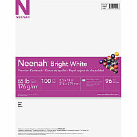 Neenah Paper Neenah Bright White Cardstock Letter - 8 1/2" x 11" - 65 lb Basis Weight - Smooth - Acid-free, Lignin-free - Bright White - 100 / Pack (91901)