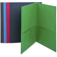 Business Source Letter Recycled Pocket Folder 8 1/2" x 11" - 100 Sheets Capacity - 2 Internal Pocket(s) - Paper - Assorted - Die-cut, Card Holder - 35% Recycled - 25 / Box (BSN78502)