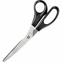 Business Source Stainless Steel Scissors 8" Overall Length - Bent-right - Stainless Steel - Black - 1 Each (BSN65647)