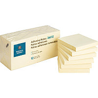 Business Source Yellow Repositionable Adhesive Notes 3" Flag/Note Width x 3" Flag/Note Length - Square - Yellow - Repositionable, Solvent-free Adhesive - 12 / Pack (BSN36612)