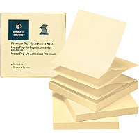 Business Source Reposition Pop-up Adhesive Notes 3" Flag/Note Width x 3" Flag/Note Length - Square - Yellow - Removable, Repositionable, Solvent-free Adhesive, Fanfold, Pop-up - 24 / Pack (BSN36617)