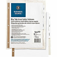 Business Source Tear-resistant Clear Tab Index Dividers 5 x Divider(s) - 5 Tab(s)/Set - 8.5" Divider Width x 11" Divider Length - Letter - White Divider - Clear Tab(s) - 100% Recycled - Tear Resistant - 5 / Set (BSN16477)