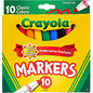 Crayola Classic Colors Broad Line Markers Brown, Purple, Red, Orange, Yellow, Green, Black, Gray, Pink, Blue Ink - 10 / Set (587722)