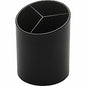 Business Source Large 3-Compartment Plastic Pencil Cup 3" Height x 3" Width x 4.1" Depth - Plastic - Black - 1 Each (BSN32355)