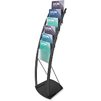 Deflecto Contemporary Floor Display 6 Compartment(s) - Compartment Size : 1.45" - 49" Height x 13" Width x 16.50" Depth - Floor - Black - Metal - 1 Each (693104)