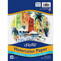 UCreate Watercolor Paper 9" x 12" - 90 lb Basis Weight - Vellum - Sustainable Forestry Initiative (SFI) - Acid-free - White - 50 / Pack (4925)