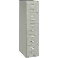 Lorell Fortress Series 26-1/2" Commercial-Grade Vertical File Cabinet 15" Width x 26.5" Depth x 61.6" Height - 5 x Drawer(s) for File - Letter - Vertical - Security Lock, Ball-bearing Suspension, Heavy Duty - Light Gray - Steel - Recycled (LLR48499)