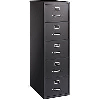 Lorell Fortress Series 26-1/2" Commercial-Grade Vertical File Cabinet 18" Width x 26.5" Depth x 61" Height - 5 x Drawer(s) for File - Legal - Vertical - Heavy Duty, Security Lock, Ball-bearing Suspension - Black - Steel - Recycled (LLR48501)