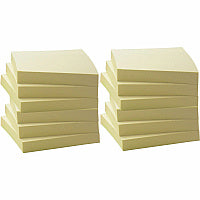 Business Source Yellow Adhesive Notes 3" Flag/Note Width x 3" Flag/Note Length - Square - 100 Sheets per Pad - Unruled - Yellow - Self-adhesive, Removable - Recycled - 12 / Pack (BSN36620)