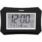 Lorell LCD Wall/Alarm Clock Digital - Quartz - LCD - Black Main Dial - Silver Case - Plastic (LLR60998)