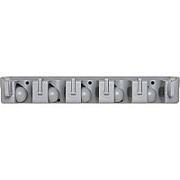 Genuine Joe Cleaning Tool Wall Organizer Rack 5 x Broom - 3.75" Height x 16.50" Width x 2.75" Depth - Handle, Hanging Hook, Sturdy - Gray - ABS Plastic - 1 Each (GJO12504)