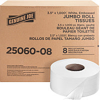 Genuine Joe(R) Jumbo Roll Toilet Paper, White 2-Ply, 8 Rolls (GJO2506008)