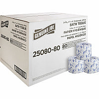 Genuine Joe(R) Standard Toilet Paper, 2-Ply, 550 Sheets, 80 Rolls 2 Ply - 4" Width x 4" Length - 550 Sheets/Roll - 1 5/8" Core - White - 80 / Carton (GJO2508080)