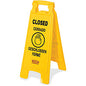 Rubbermaid Commercial Closed Multi-Lingual Floor Sign English, French, German, Spanish - Print/Message "CLOSED" - 11" Width x 25" Height x 12" Depth - Rectangular Shape - Hanging - Double Sided - Lightweight, Durable, Multilingual, Fade Resista (611278YW)