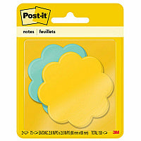 Post-it(R) Super Sticky Die-Cut Notes 150 x Assorted - 3" Flag/Note Width x 3" Flag/Note Length - Daisy - Yellow, Blue - Self-adhesive - 2 / Pack (7350DSY)