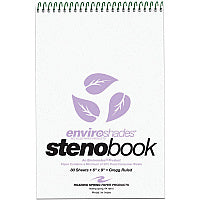 Roaring Spring Enviroshades Recycled Spiral Steno Memo Book 80 Sheets - 160 Pages - Printed - Spiral Bound - Both Side Ruling Surface - Gregg Ruled Red Margin - 15 lb Basis Weight - 56 g/m² Grammage - 9" x 6" Sheet Size - 1.25" Height x 6" Wi (12264)