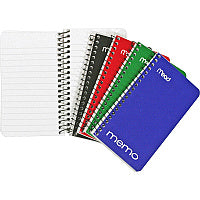 Mead Wirebound Memo Notebook 60 Sheets - Wire Bound - 15 lb Basis Weight - 3" x 5" Sheet Size - White Paper - Black Binding - Assorted Cardboard, Nylon Cover - Stiff-back - 1 Each (45534)
