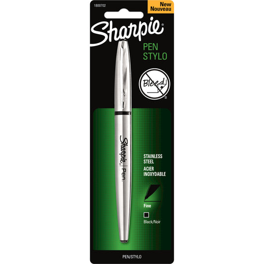 Sharpie Stainless Steel Pen Fine Pen Point - Refillable - Black Ink - Stainless Steel Stainless Steel Barrel - 1 / Pack (1800702)