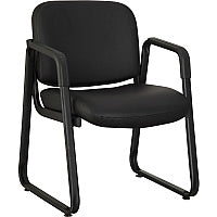 Lorell Upholstered Guest Chair Black Seat Color - Leather, Plywood Seat Material - Black Back Color - Leather, Plywood Back Material - Metal Frame Material - Black - 1 Each (LLR84577)