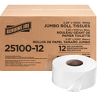 Genuine Joe(R) Jumbo Toilet Paper, 2-Ply, 1,000-ft., 12 Rolls 2 Ply - 3.25" Width x 1000 ft Length - 9" Roll Diameter - 3 19/64" Core - White - 12 / Carton (GJO2510012)