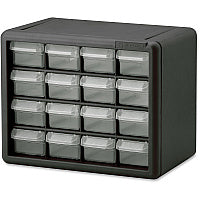 Akro-Mils 16-Drawer Plastic Storage Cabinet 16 Drawer(s) - 8.50" Height x 6.40" Width x 10.50" Length - Floor - Stackable, Finger Grip, Unbreakable - Black - Polymer, Plastic - 1 Each (10116)