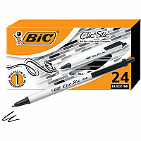 BIC Clic Stic Fashion Retractable Ball Point Pen, Black, 24 Pack 1 mm Pen Point - Retractable - Black Ink - 24 / Box (CSM241BLK)